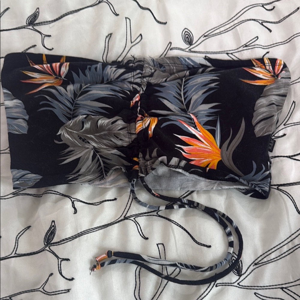 Kendall & Kylie Black Floral Tube Top
